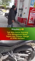 Tak Mau Antre Seorang Pria Mengamuk Bawa Sajam dan Dikejar Warga di SPBU Kendari