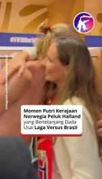 Momen Putri Kerajaan Norwegia Peluk Halland yang Bertelanjang Dada  Usai Laga Versus Brasil