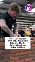 Rekor Dunia: Susun 1.065 Batu Bata dalam Satu Jam, Charlie Collison Pecahkan Rekor 30 Tahun