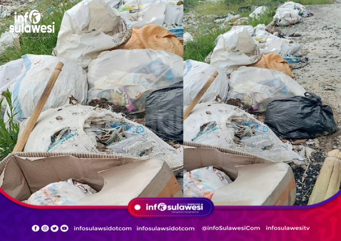 Sampah Berserakan di Bahu Jalan Trans Sulawesi Tandole, Pemda Setempat Diduga Tutup Mata