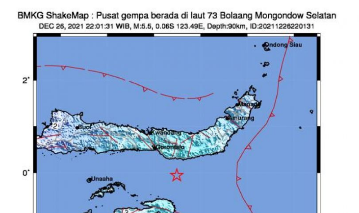 Gempa Magnitudo 5.5 Guncang Bolaang Mongondow